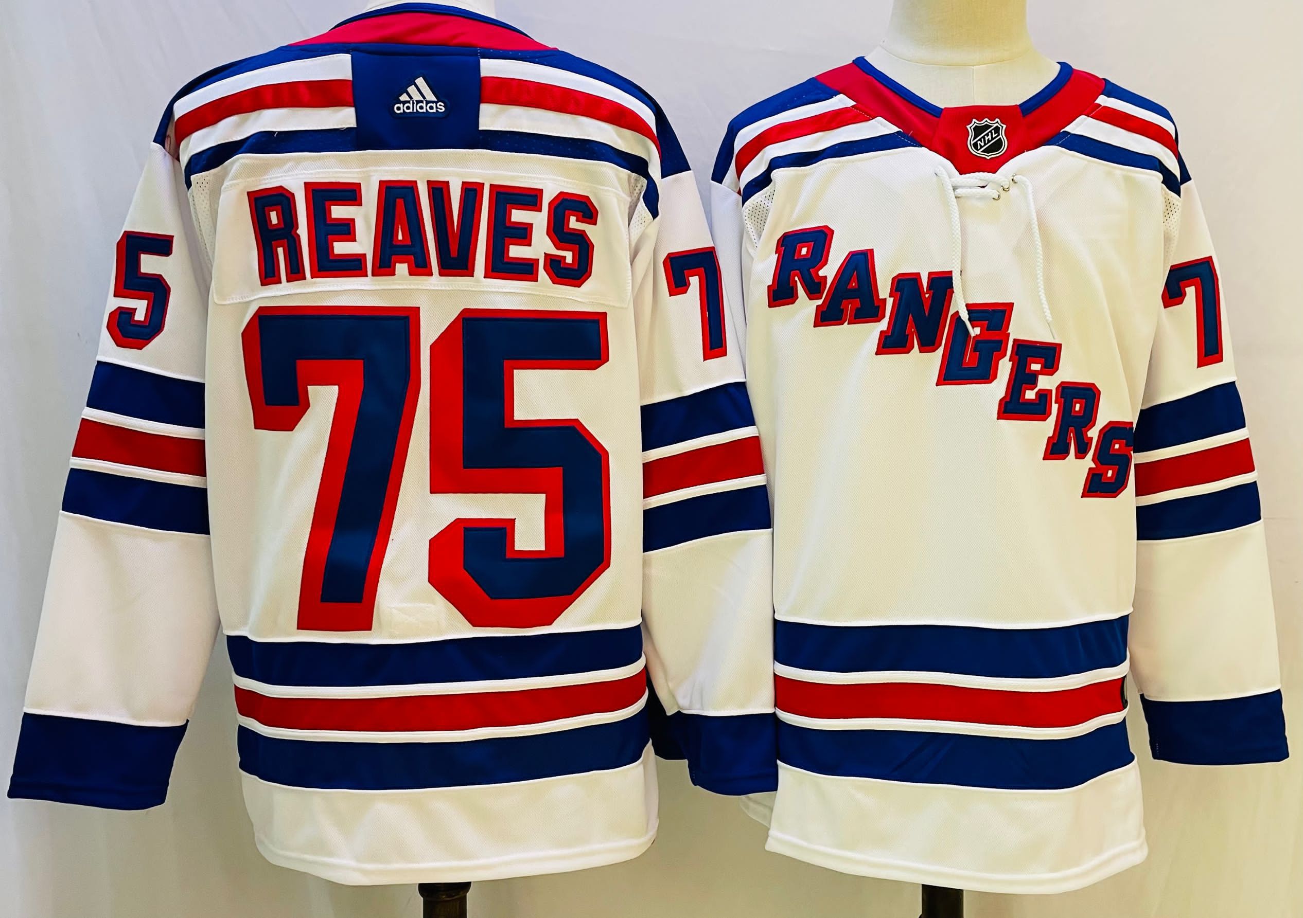 Men New York Rangers #75 Reaves White Throwback 2022 Adidas NHL Jersey